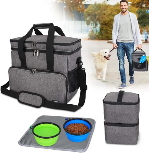 Vista 9 de Teamoy Bolsa de viaje para perros de 2 capas, suministros para mascotas Negro