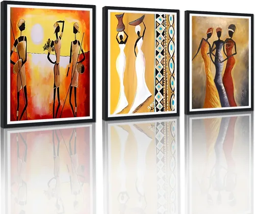 Vista 25 de MAMAGO Lienzo decorativo para pared, pintura de belleza dorada y negra, fotos de mujeres africanas, hermosos pósteres de mujer negra, impresiones
