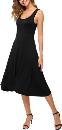Vista 4 de Urban CoCo Vestido midi acampanado sin mangas con cuello en U para mujer