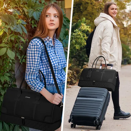 Vista 7 de ETRONIK Bolsa de fin de semana para mujer, Negro