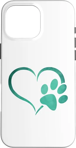 Vista 19 de Vintage green Dog Paw Print heart For Dogs Lover Case for iPhone 16