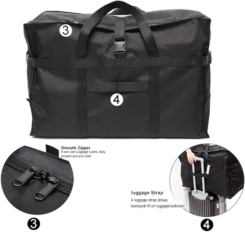 Vista 5 de Bolsa de viaje plegable, extra grande, bolsa de viaje para hombres y mujeres, caja de mudanza, aviones, hospital, tienda de campaña