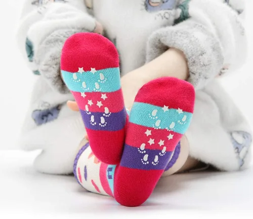 Vista 3 de 6 pares de calcetines de agarre alto hasta la rodilla para niña, calcetines escolares antideslizantes para niños y niñas