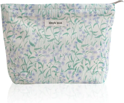Vista 9 de Wudygirl Bolsa de maquillaje de lona para mujer, organizador estético de maquillaje, bolsa de maquillaje de viaje, bolsa de aseo para bolso, bolsa