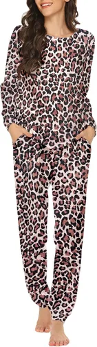 Vista 42 de Ekouaer - Conjunto de pijama de manga larga para mujer, ropa de dormir suave con cuello redondo y bolsillos, conjuntos de ropa de descanso Negro