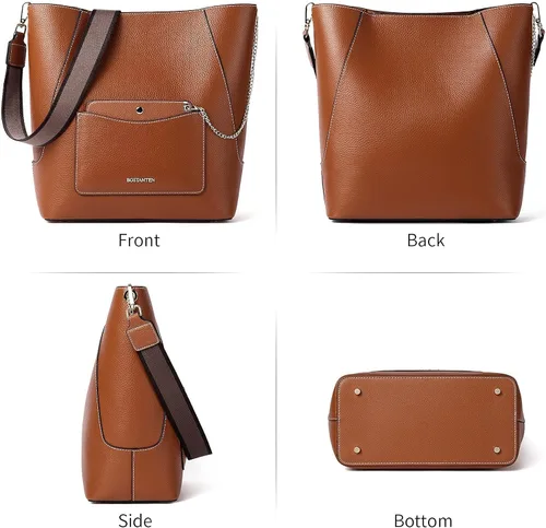 Vista 3 de BOSTANTEN Monederos y bolsos de cuero para mujer bolso de mano grande para trabajo bolso cruzado suave y carteras de cuero para mujer bloqueo RFID