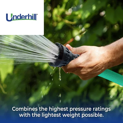 Vista 4 de Underhill UltraMax - Manguera de agua ligera para jardín de 50 pies, antitorceduras, 300 psi WP, 1200 psi BP, H10-050FW, 1 pulgada x 50 pies NPSH