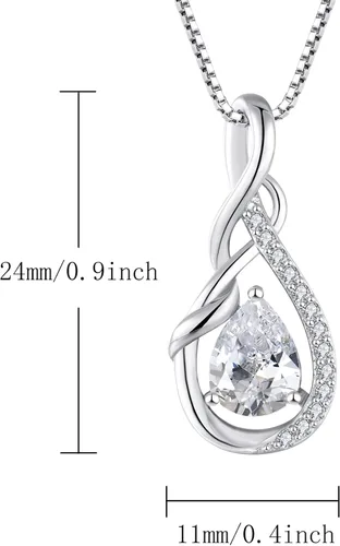 Vista 5 de STARCHENIE Collar con colgante de lágrima infinito para mujer, plata de ley 925, piedra natal