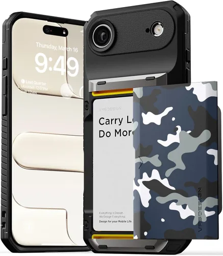 Vista 41 de VRS DESIGN Damda Glide Pro - Funda para iPhone 12 Pro Max, con [4 tarjetas] Premium Robusta [Semiautomática] Funda para tarjeta de crédito
