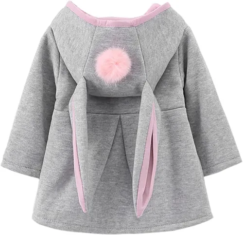 Vista 3 de Abrigo infantil con orejas en el gorro, para otoño e invierno Beige4