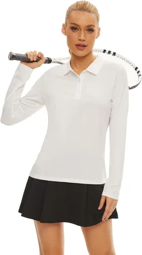 Vista 5 de Camisa polo de golf de manga larga para mujer, con protección solar UPF50+, absorbe la humedad, secado rápido