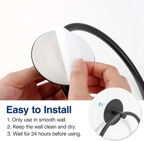 Vista 6 de Anillo para Toallas de Baño Negro Mate - Toallero de Baño de Acero Inoxidable SUS304, Susswiff Soporte Adhesivo para Toallas de Mano Montado