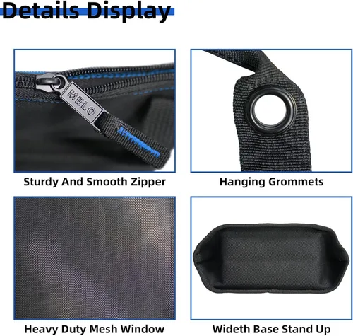 Vista 2 de Bolsa de herramientas de lona con cremallera MELOTOUGH, bolsa de herramientas con cierre, bolsa de malla resistente con ventana, ojales para colgar