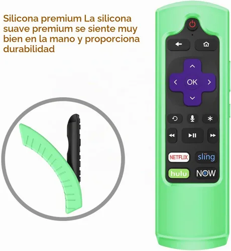Vista 5 de CaseBot Funda de silicona para control remoto Roku Voice RCA1R/RCAL7R Verde que brilla en la oscuridad