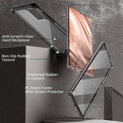 Vista 4 de Dexnor para Galaxy Note 20 Ultra Estuche con protector de pantalla transparente 360, cuerpo completo, resistente, protector, a prueba de golpes