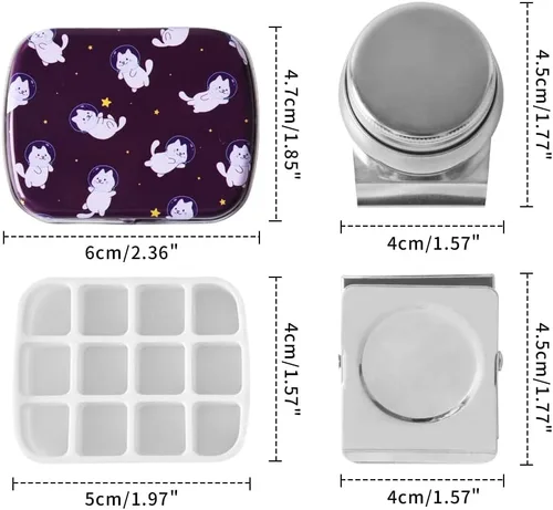 Vista 2 de Caja de estuche de acuarela portátil de mini lata de 12 pozos vacía con bandeja de mezcla de pintura es un pequeño kit de almacenamiento para viajes