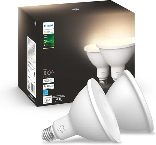 Vista 16 de Philips Hue - Bombillas LED inteligentes blancas para exteriores PAR38 de 13 W, requiere hub, 2 bombillas LED PAR38 blancas, funciona con Alexa