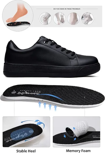 Vista 4 de Vepose Zapatillas de deporte clásicas de moda 8012 con cordones para mujer, zapatos cómodos y lindos
