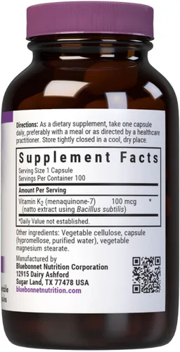Vista 2 de Bluebonnet Cápsulas vegetarianas de vitamina K2, 100