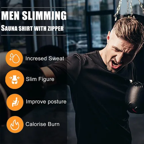 Vista 6 de BXVX Sauna Shirt for Men Sweat Suit Short Sleeve Compression Weight Loss Body Shaper T-Shirt for Workout Exercise