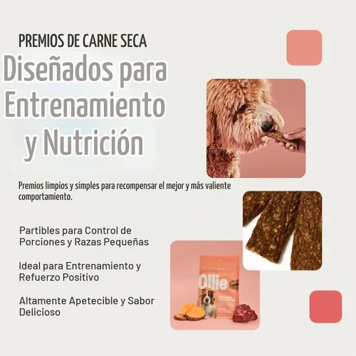 Vista 5 de Ollie Golosinas para Perros de Carne de Res y Batata Dulce Tipo Jerky, Paquete de 5 oz de 1, Completamente Naturales, Bocadillos Saludables, Hechas