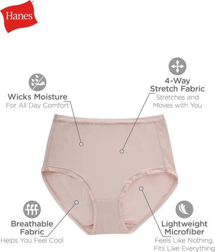 Vista 6 de Hanes Paquete de ropa interior elástica de microfibra para mujer, bragas de bikini o tanga de ajuste flexible cómodo, paquete de 6