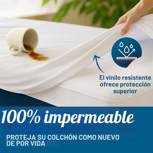 Vista 3 de GuardMax Protector de colchón de vinilo de calibre pesado tamaño King - Funda de colchón impermeable y a prueba de polvo con bolsillos elásticos