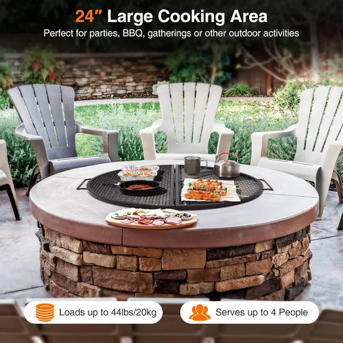 Vista 2 de X-Marks Rejilla portátil para fogata y parrilla de cocina, rejilla plegable redonda para fogata de camping, rejilla de parrilla para fogata con asas