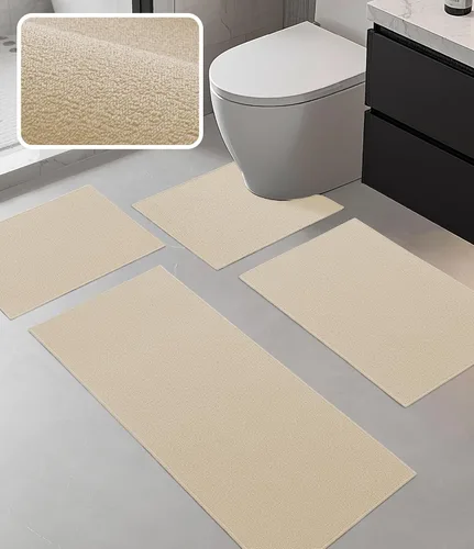 Vista 10 de YIHOUSE Juego de alfombras de baño 2 piezas, tapete de baño ultrafino adecuado para debajo de la puerta, tapete de baño absorbente de secado rápido