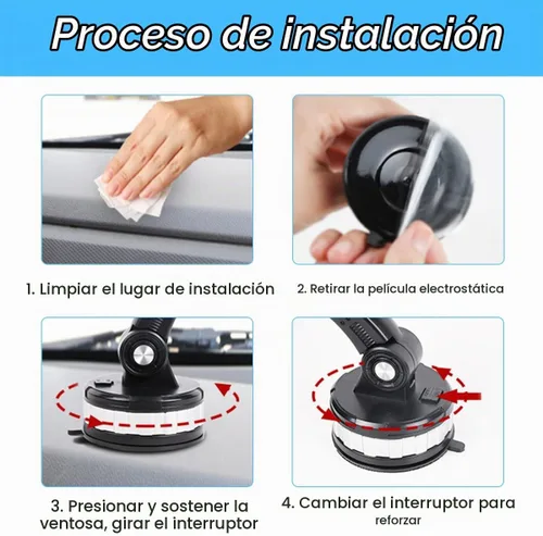 Vista 5 de Soporte de teléfono para automóvil, soporte de teléfono mejorado giratorio de 360° con ventosa para salpicadero, parabrisas, universal para iPhone