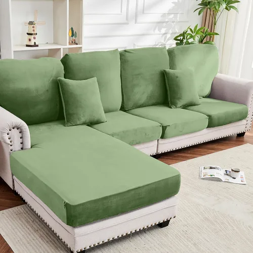 Vista 64 de Funda para Sofá de Terciopelo Elástico Funda de Cojín de Sofá 1 Pieza - Funda Elástica Lavable para Asiento o Respaldo, Fundas de Asiento para Sofás