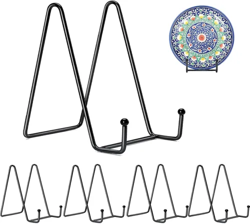 Vista 22 de Kruodop Soportes de Placa de 10 Pulgadas para Exhibición, Paquete de 3 Soportes de Placa para Exhibición, Soporte de Caballete de Marco de Metal