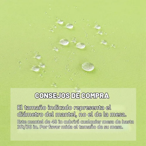 Vista 3 de FOLINS&HOME Mantel redondo de poliéster verde manzana de 48 pulgadas impermeable de alta resistencia sin arrugas, tela circular para mesa, a prueba