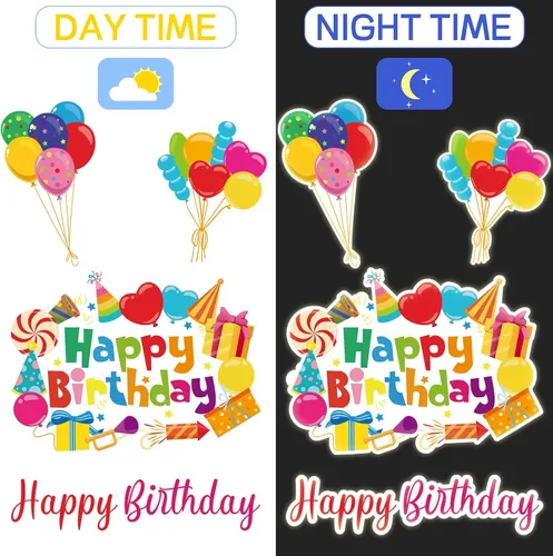 Vista 5 de 14 piezas de decoración de cumpleaños para automóvil, decoración de puerta, pancartas de cumpleaños, calcomanías magnéticas reflectantes, caja