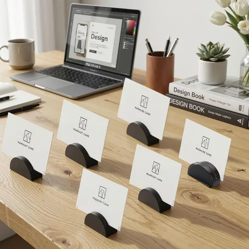 Vista 6 de 50 soportes de madera para números de mesa, tarjeteros semicirculares para bodas, tarjetas de nombre para números de mesa, etiqueta de nombre, menú
