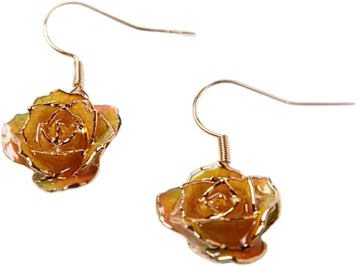 Vista 12 de Eternal Rose Pendientes colgantes de oro de 24 quilates con flor de rosa real para mujer Azul terciopelo