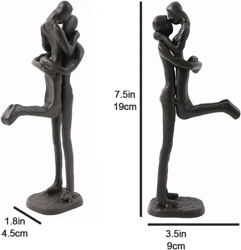 Vista 5 de Escultura de beso apasionado, estatua de hierro, romántica, adorno de metal, figura de pareja, decoración para el hogar y la oficina (A2 Kiss)