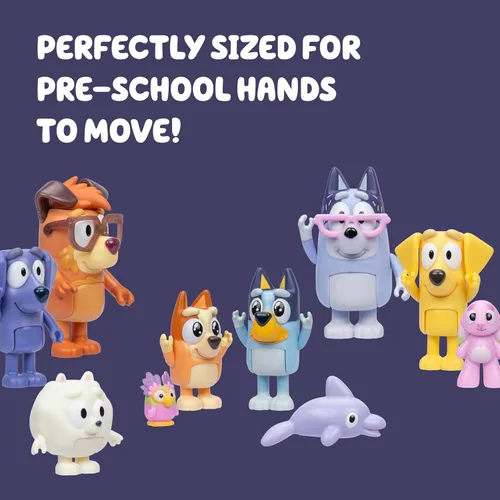 Vista 5 de Figuras de Super Fan de Bluey para Niños Pequeños, Juego de 11 Personajes con Figuras Exclusivas, Incluye Figuras para Niños Pequeños de Bluey