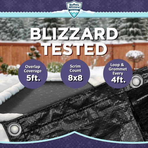 Vista 25 de Buffalo Blizzard Supreme Plus - Cubierta rectangular para piscina de invierno de 12 pies x 20 pies, color tostado/plateado, resistente para piscinas