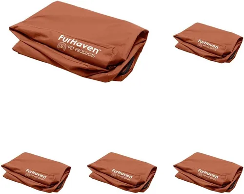 Vista 8 de Furhaven - Funda de repuesto para cama de perro, resistente al agua, con logo estampado, Oxford Polycanvas, lavable - Castaño, L