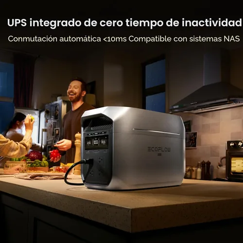 Vista 2 de EF ECOFLOW Estación de energía portátil DELTA 3 Max Plus, batería LiFePO4 de 2048 Wh, generador solar (panel solar opcional), salida máxima de 3000