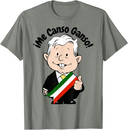 Vista 32 de AMLO Amlito Me Canso Ganso - Camiseta con diseño de dibujos animados mexicanos Gris Oscuro