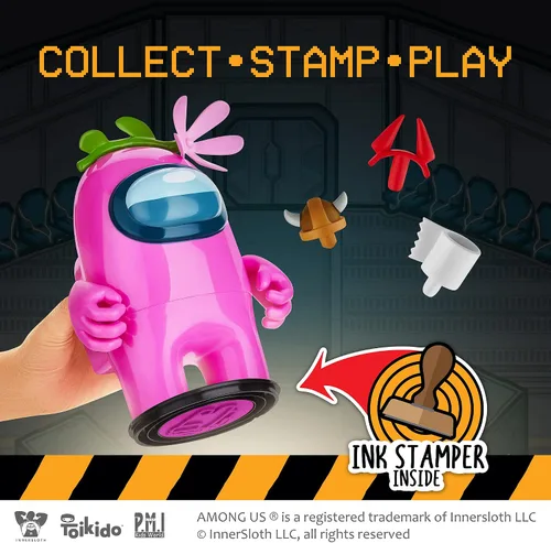 Vista 8 de Among Us Stamper - Figura de personaje de videojuego de 7 pulgadas, color rosa