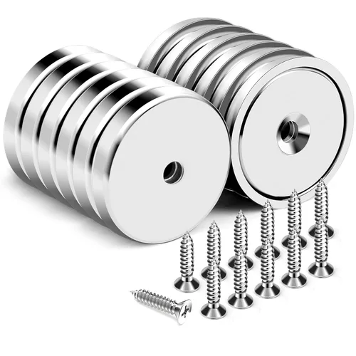 Vista 9 de Imanes de taza con agujero avellanado, imán con tornillo, imanes con base redonda con fuerza de sujeción industrial, 60 libras de fuerza