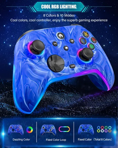 Vista 2 de Wireless Switch Controllers for Nintendo Switch/Lite/OLED/Switch 2, 1200mAh Rechargeable Pro Controller, 10 Colors LED Light up, Switch Turbo Remote