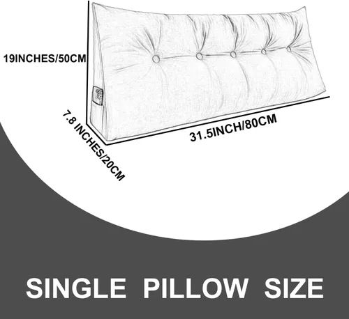 Vista 7 de Almohada triangular para cabecero, respaldo grande, cojín de soporte de cuña, almohada lumbar para cama de día, litera, dormitorio con funda Beige