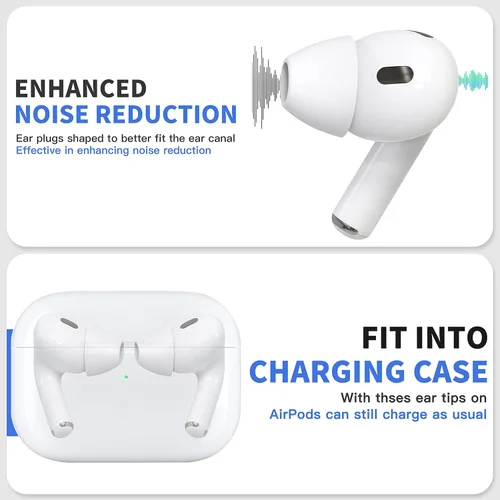 Vista 5 de 4 pares de almohadillas para AirPods Pro 1 y 2 [Alivio del dolor] [Ajuste en la funda] Cancelación de ruido Añade agarre Auriculares deportivos