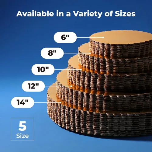 Vista 4 de Fit Meal Prep Paquete de 20 tablas para tartas, círculos redondos dorados de 6 pulgadas, círculos de pizza desechables, soporte de base para postres