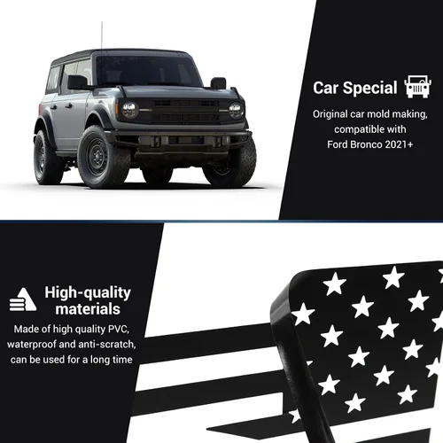 Vista 6 de JeCar Calcomanías de vinilo para guardabarros laterales, bandera estadounidense, compatibles con Ford Bronco 2021-2023, 1 par