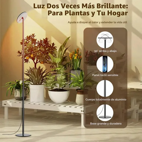Vista 3 de Luz de crecimiento alto de espectro completo de 40 W, luz de planta de pie ajustable de 85 pulgadas para plantas de interior, regulable de 10